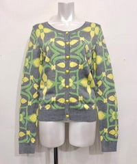 Vintage Psychedelic Floral Design Knit Cardigan M