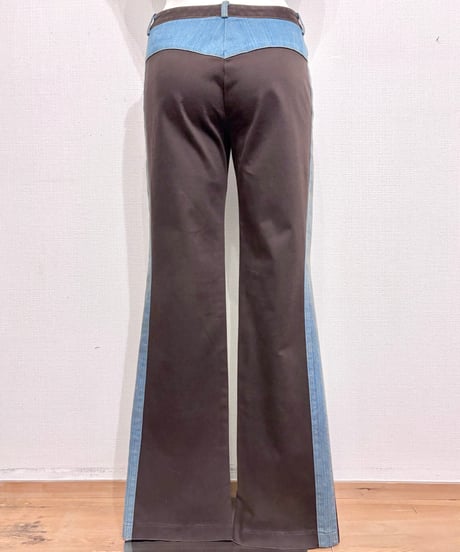 Vintage Stitch & Denim Line Design Flare Pants XS