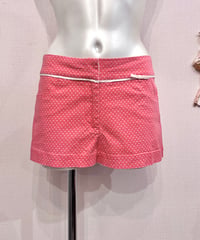 Vintage Coral Pink Dot & Ribbon Design Micro Mini Shorts M