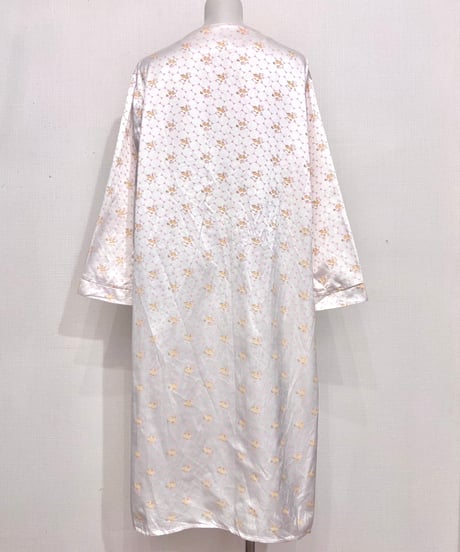 Vintage Ribbon Design Satin Night Gown L