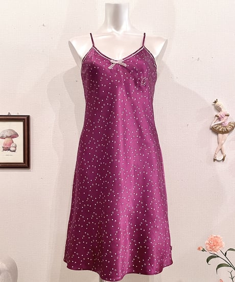 Vintage Bear & Star Design Satin Camisole Dress M