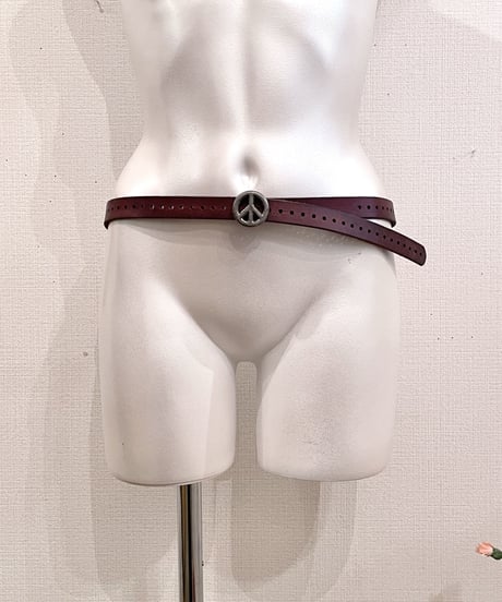 Vintage Peace Buckle Design Brown Leather Belt