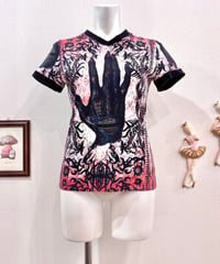 Vintage JEAN PAUL GAULTIER FEMME Devil Hand Motif Tattoo Design Top S
