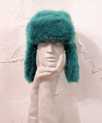 Vintage Green Faux Fur Trapper Hat