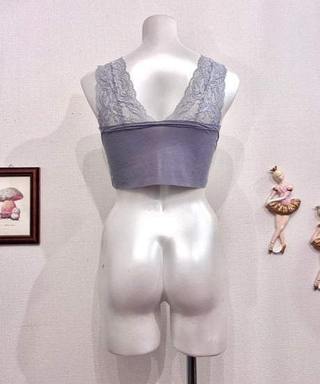 Vintage Purple Gray Lace Bra Top M