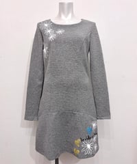 Vintage DESIGUAL Gray Floral Embroiery Design Onepiece S