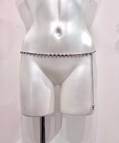 Vintage/Deadstock Pink Crystal & Heart Design Chain Belt