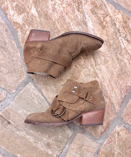 Vintage FREE PEOPLE Ring Belt Design Suede Boots 25.0cm