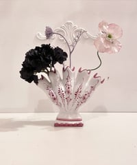 Vintage Hand Painted Fan Shaped Ceramic Flower Vase