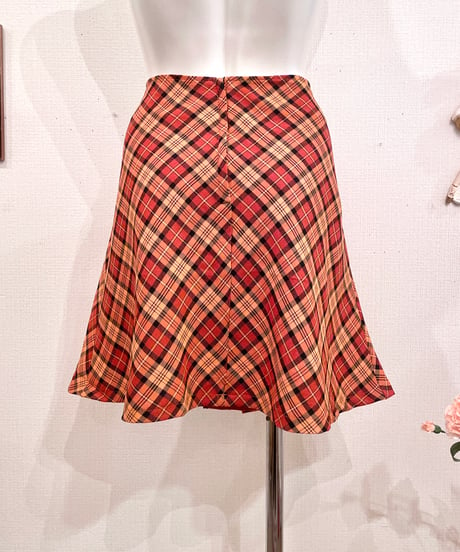 Vintage Belt Design Diagonal Check Mini Skirt M