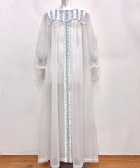 Vintage Floral Embroidery Lace Design Sheer Night Gown M