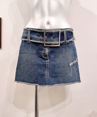 Vintage Benetton Belt Design Denim Mini Skirt M