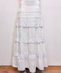 Vintage Purple Flower & Butterfly Design Stretch Long Skirt M