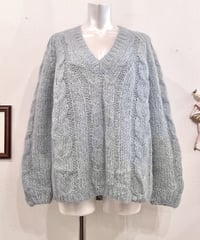 Vintage Blue Gray Mohair Knit Sweater M