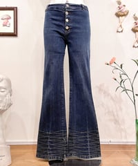 Vintage Stretch Denim Design Flare Pants S