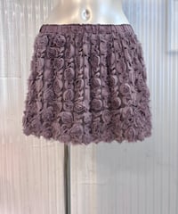 Vintage Purple Gray 3D Floral Design Skirt M