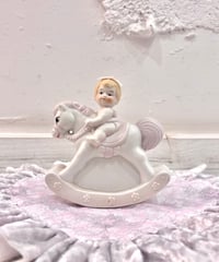 Vintage Baby & Rocking Horse Ceramic Objet