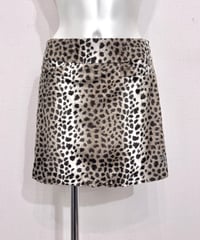 Vintage Cross Rhinestone Leopard Faux Fur Mini Skirt S