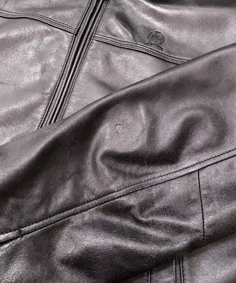 Vintage TOMMY HILFIGER Black Leather Blouson L