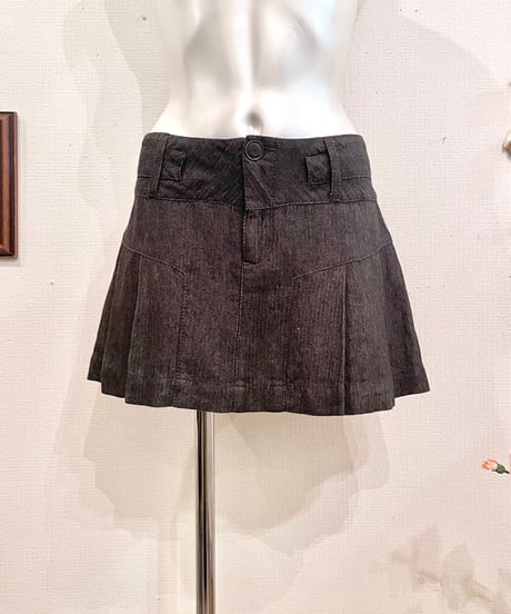 Vintage Charcoal Brown Mini Pleats Skirt M