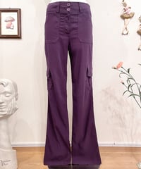 Vintage Dark Purple Cargo Design Stretch Flare Pants M