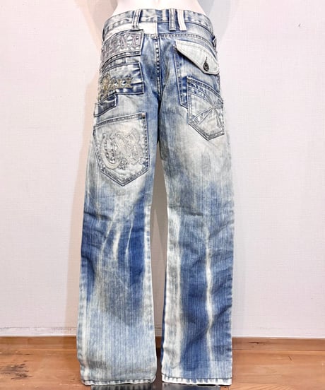 Vintage CIPO & BAXX Embroidery & Patchwork Design Denim Pants M