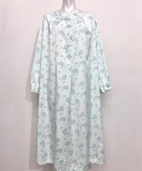 Vintage Mint Blue Floral & Dot Design Night Gown L