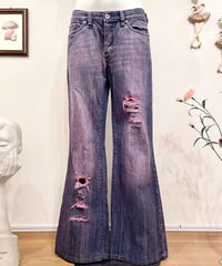 Vintage/Remake DIESEL Damage Design Overdyed Denim Wide Flare Pants Purple M