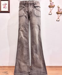 Vintage Gray Brown Damage Denim Design Flare Pants M