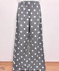 Vintage Gray & White Dot Design Flannel Pants L