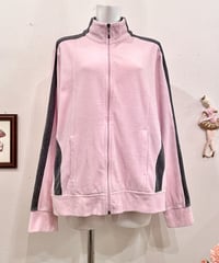 Vintage Baby Pink & Gray Velour Track Jacket S