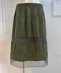 Vintage Khaki Green Mesh Layered Design Skirt M