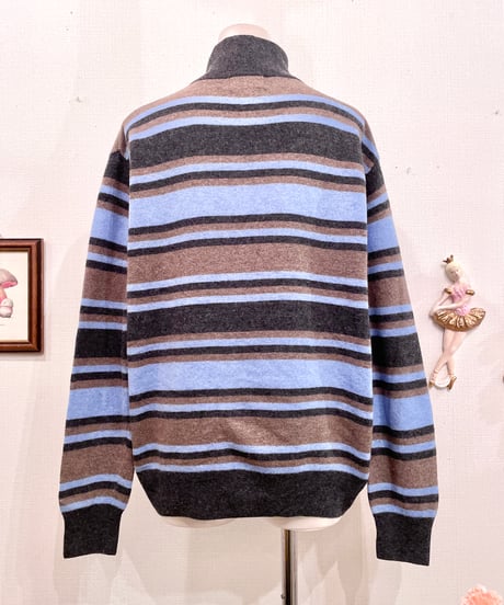 Vintage KAPPA Blue Gray & Gray Brown Half Zip Design Sweater L