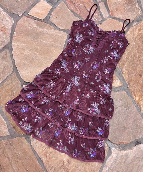 Vintage Lace Up & Frill Design Camisole Dress S