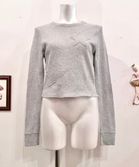Vintage/Remake Pale Gray Double Star Design Thermal Top S