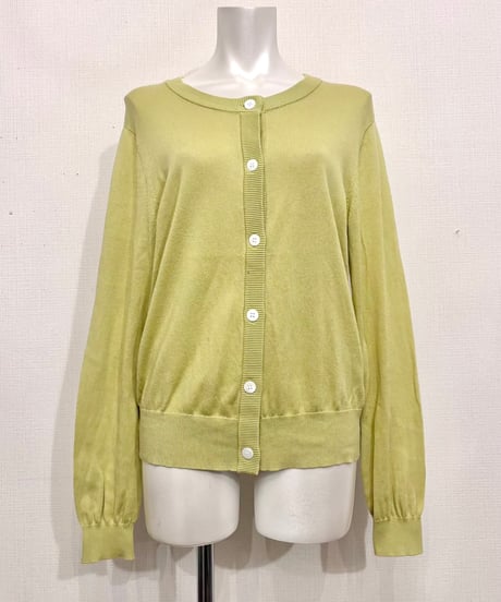 Vintage Kiwi Green Design Knit Cardigan L [Mens:M]