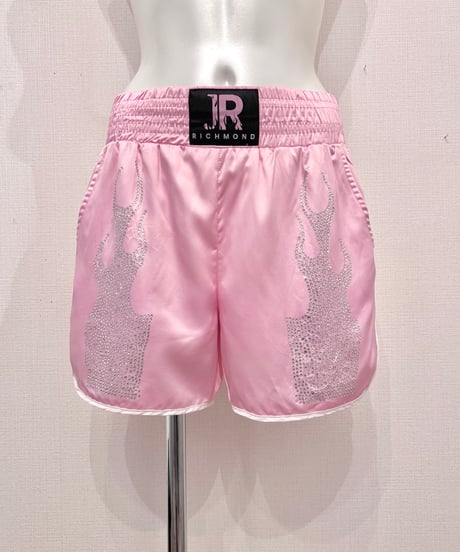 Vintage JOHN RICHMOND Pale Pink Fire Rhinstone Design Boxing Shorts M