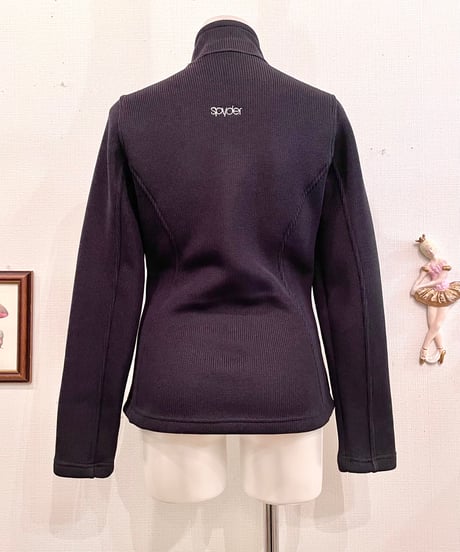 Vintage SPYDER Black Fleece Knit Design Ski Jacket S