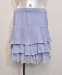 Vintage Lilac Blue Pleats Design Frill Mini Skirt M
