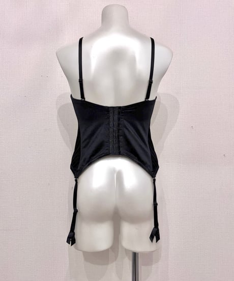 Vintage Cross Rhinestone Design Garter Belt Bustier Top S