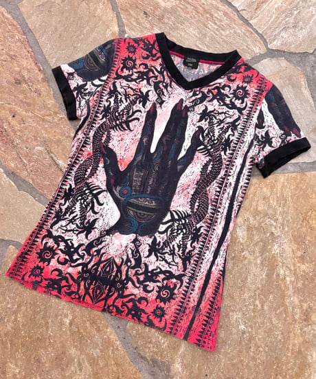 Vintage JEAN PAUL GAULTIER FEMME Devil Hand Motif Tattoo Design Top S