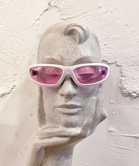 Vintage White Flame & Pink Lens Sunglasses
