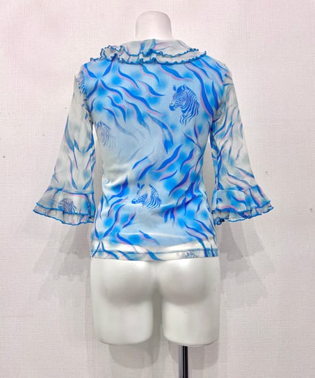 Vintage Psychedelic Zebra Print Layered Design Top S