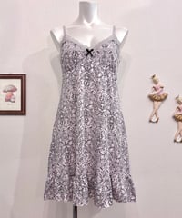 Vintage Pink Gray PARIS Motif Camisole Dress M