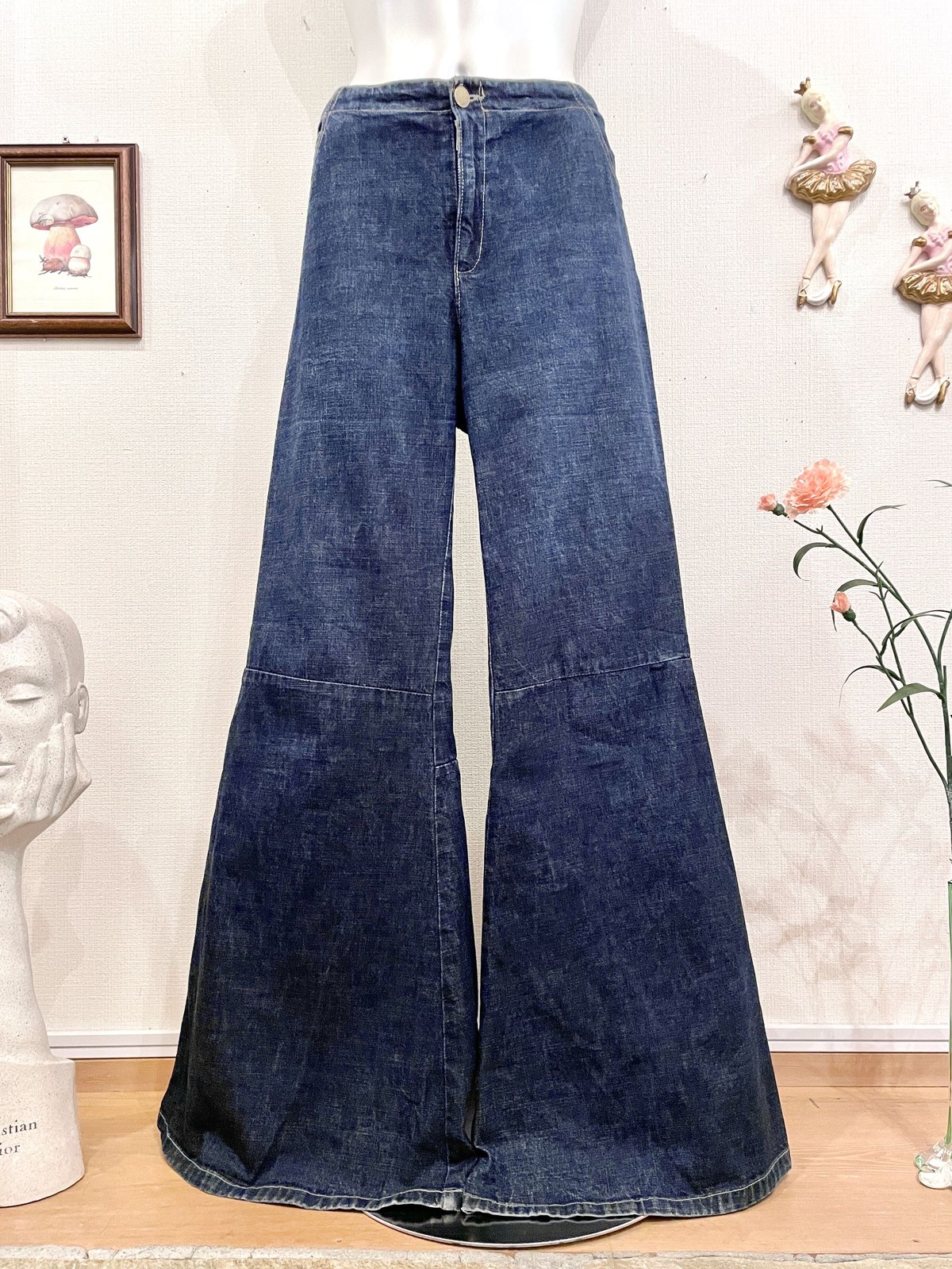 Vintage Super Flare Design Denim Pants M