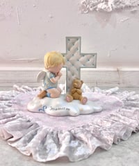 Vintage Cross & Angel Boy Design Ceramic Objet