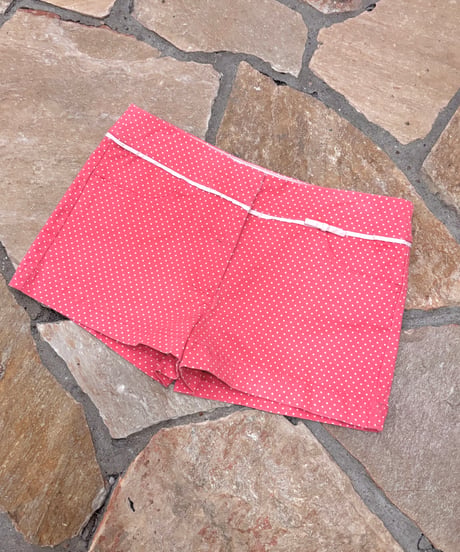 Vintage Coral Pink Dot & Ribbon Design Micro Mini Shorts M