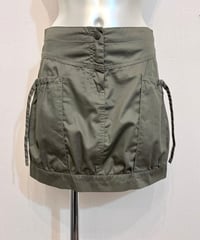 Vintage Military Green Pocket Design Balloon Mini Skirt S