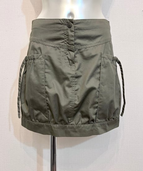 Vintage Military Green Pocket Design Balloon Mini Skirt S
