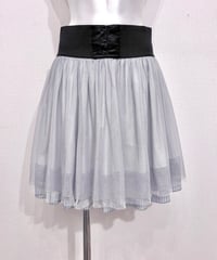 Vintage Blue Gray Corset Design Layered Frill Skirt M